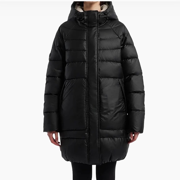 Hunter Quilted Hooded Zip-Front Puffer Coat large